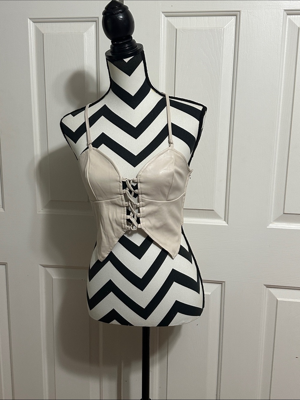 Mable Faux Leather Lace Front Crop Top
